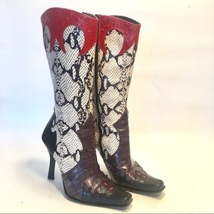 Bebe Snakeskin Stiletto Boots